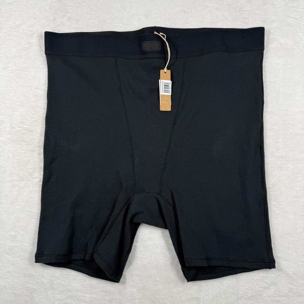 Skims Cotton Rib Boxer Onyx Black Ribbed High Waisted Shorts Womens XL‎ NEW